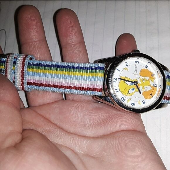 Armitron tweety bird watch w striped band - Picture 6 of 6